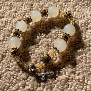 White and gold Rosary Bracelet
